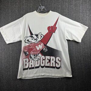 Vintage Wisconsin Badgers Shirt Mens XL White NCAA Football AllSport USA 90s